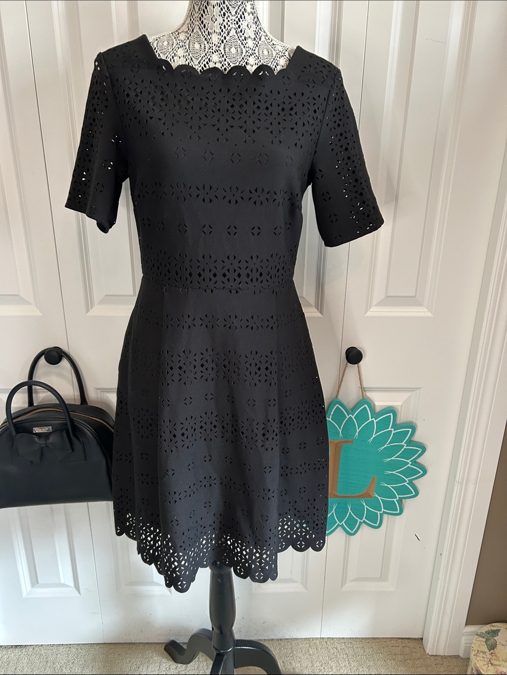 Banana Republic Black Laser Cut Fit & Flare Mini Dress - Size 6